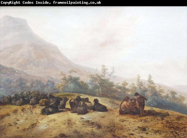 Jacobus Mancadan Mountain landscape with shepherds